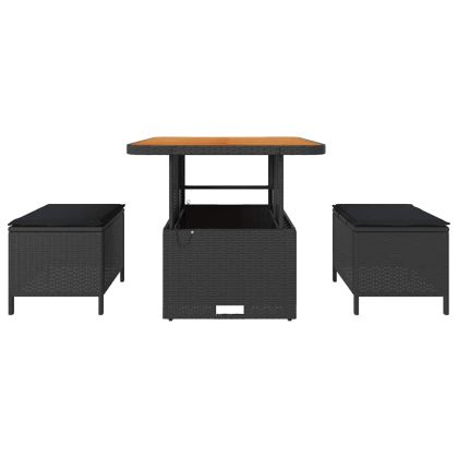 Комплект за хранене в градината Черно Полиратан