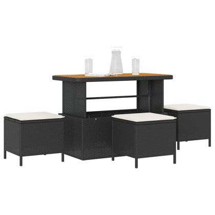 Комплект за хранене в градината Черно полиратан