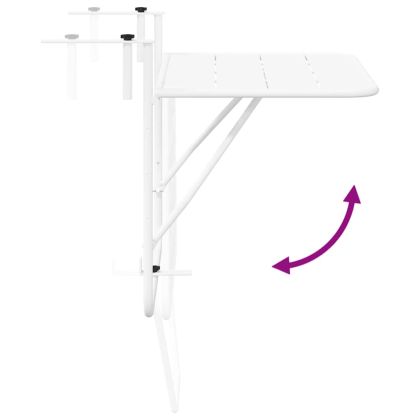 Висяща терасна маса Бяло 60 x 39 x 65 см Стомана