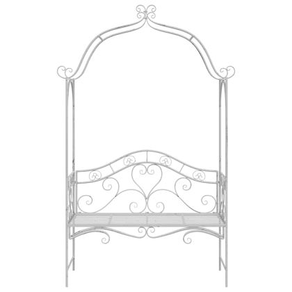 Градинска пейка Антично бяло 121 x 48 x 200 см Стомана