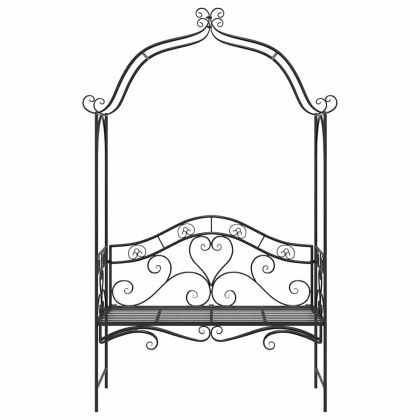 Градинска пейка с възглавница Черно 104 x 54 x 93cm Стомана