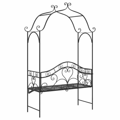 Градинска пейка с възглавница Черно 104 x 54 x 93cm Стомана