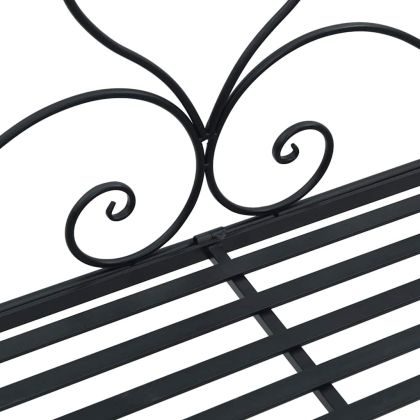 Градинска пейка с възглавница Черно 104 x 54 x 93cm Стомана