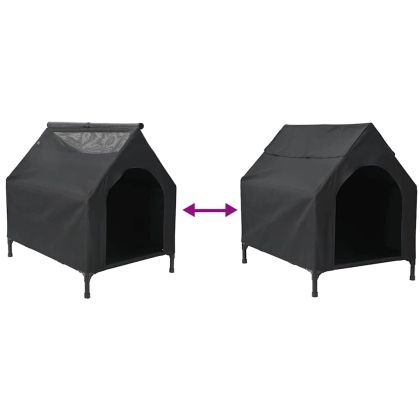 Кучешка къща Черно 90 x 65 x 85 см Оксфордска тъкан и стомана