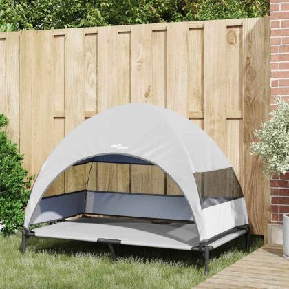 Вдигната кучешка легло Сребристо сиво 127 x 81 x 108 см