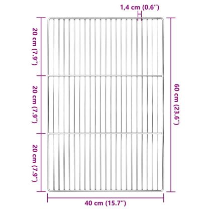Решетка за грил Сребрист 60 x 40 cm Неръждаема стомана