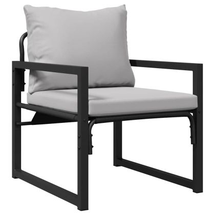 Градинска мебел с възглавница 4 pcs Светлосиво Полиестер