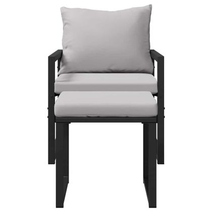 Градинска мебел с възглавница 4 pcs Светлосиво Полиестер