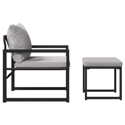 Градинска мебел с възглавница 4 pcs Светлосиво Полиестер