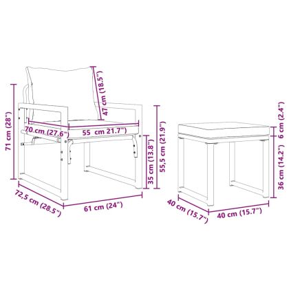 Градинска мебел с възглавница 4 pcs Светлосиво Полиестер