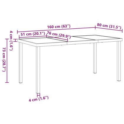Градинска маса Черно 160 x 80 x 73 см Масивна тикова дървесина