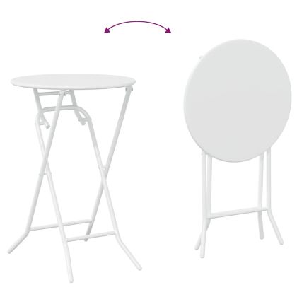 Градински бистро комплект 3 pcs Бяло Стомана