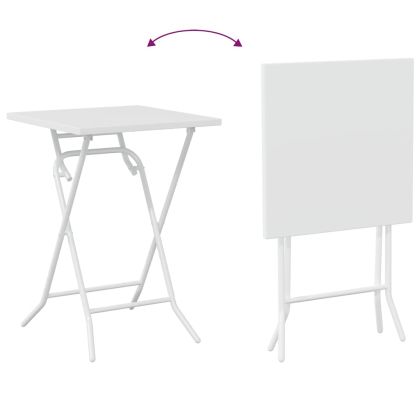 Градински бистро комплект 3 pcs Бяло Стомана