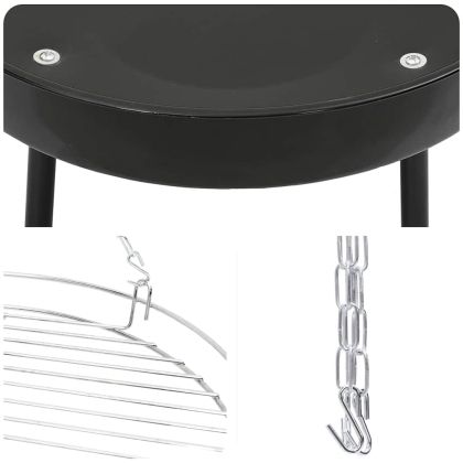 Трипод за лагерен огън Черно 92 x 92 x 171.5 см Метал