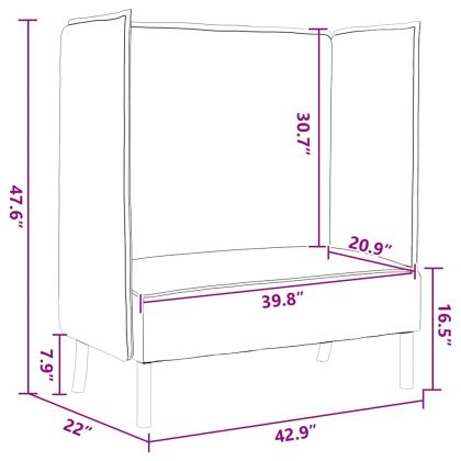 Диван с висока облегалка Светлосиво 109 x 56 x 121 см текстил