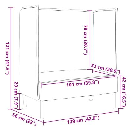 Диван с висока облегалка Черно 109 x 56 x 121 см текстил