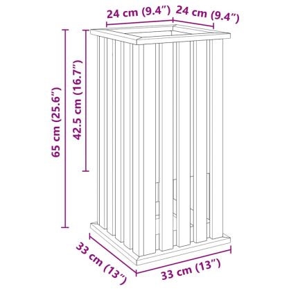 Кашпа Кафяво 33 x 33 x 65 см Импрегнирана борова дървесина
