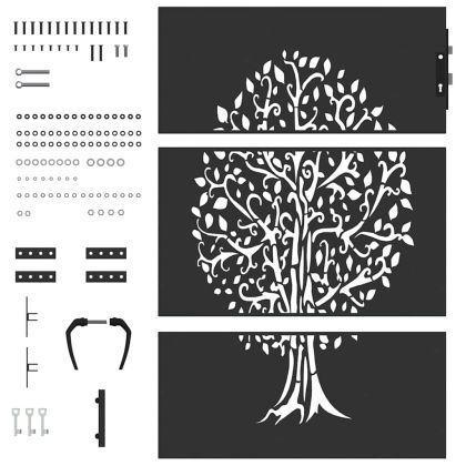 Градинска врата, Градинска врата 85x75 см с кортенова стомана, дизайн на дърво