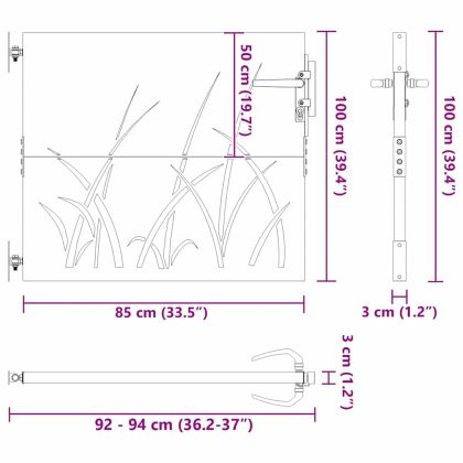 Градинска врата Черно 85 x 100 cm Прахово покритие стомана