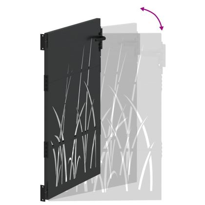 Градинска врата Черно 85 x 125 cm Прахово покритие стомана