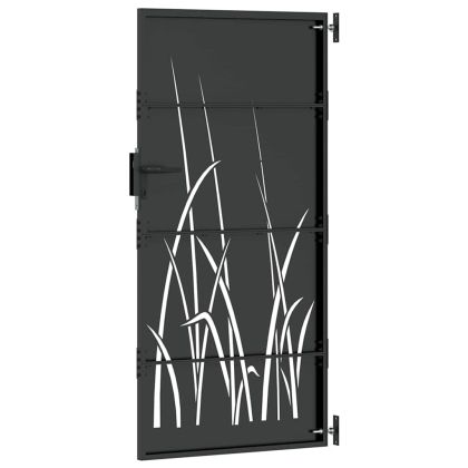 Градинска врата Черно 85 x 200 cm Прахово покритие стомана