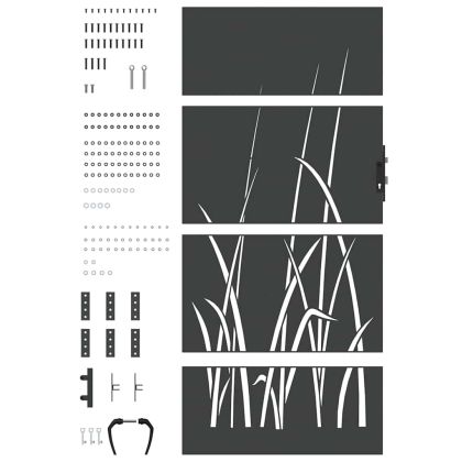 Градинска врата Черно 85 x 200 cm Прахово покритие стомана