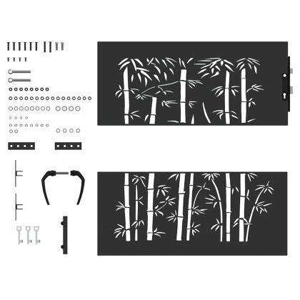 Градинска врата Черно 85 x 100 cm Прахово покритие стомана