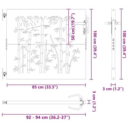Градинска врата Черно 85 x 100 cm Прахово покритие стомана