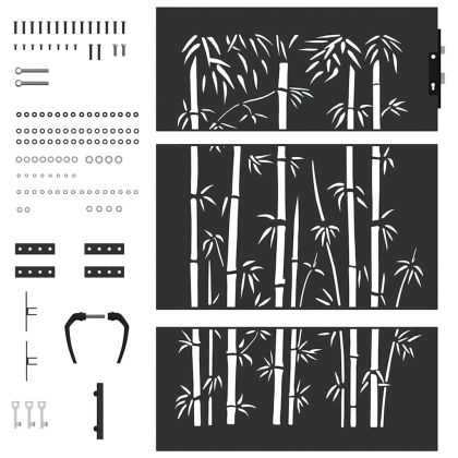 Градинска врата Черно 85 x 125 cm Прахово покритие стомана