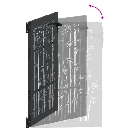 Градинска врата Черно 85 x 125 cm Прахово покритие стомана