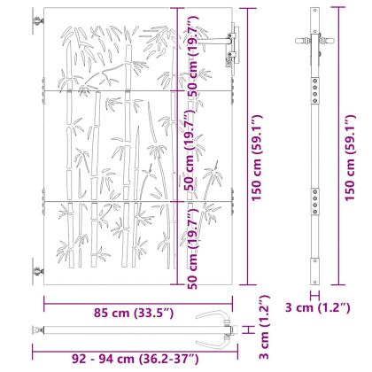 Градинска врата Черно 85 x 150 cm Прахово покритие стомана
