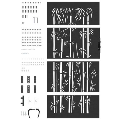 Градинска врата Черно 85 x 175 cm Прахово покритие стомана