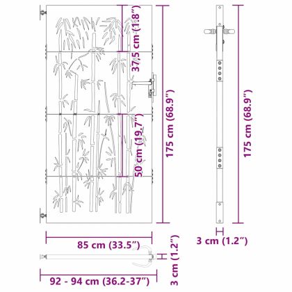 Градинска врата Черно 85 x 175 cm Прахово покритие стомана