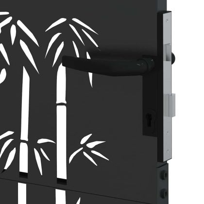 Градинска врата Черно 85 x 200 cm Прахово покритие стомана