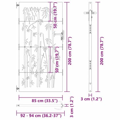 Градинска врата Черно 85 x 200 cm Прахово покритие стомана