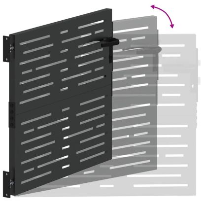 Градинска врата Черно 85 x 100 cm Прахово покритие стомана
