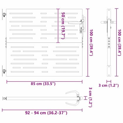 Градинска врата Черно 85 x 100 cm Прахово покритие стомана
