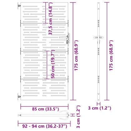 Градинска врата Черен 85 x 175 cm Прахово покритие стомана