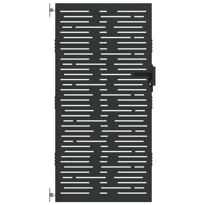 Градинска врата Черен 85 x 200 cm Прахово покритие стомана