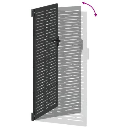 Градинска врата Черен 85 x 200 cm Прахово покритие стомана