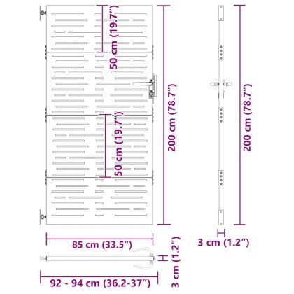 Градинска врата Черен 85 x 200 cm Прахово покритие стомана