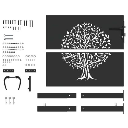 Градинска врата Черно 100 x 100 cm Прахово покритие стомана