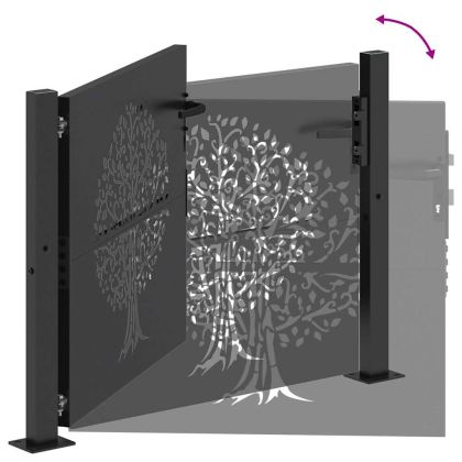 Градинска врата Черно 100 x 100 cm Прахово покритие стомана