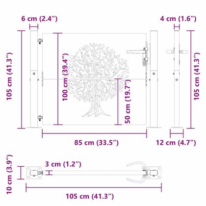 Градинска врата Черно 100 x 100 cm Прахово покритие стомана