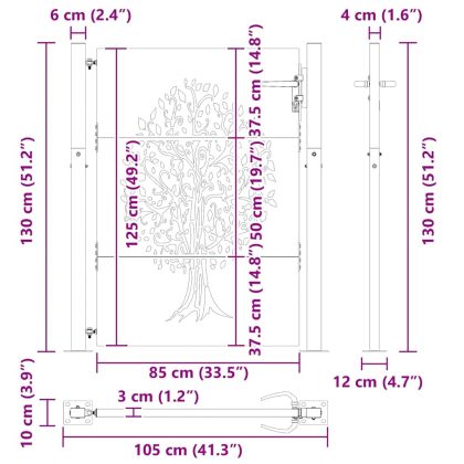 Градинска врата Черно 100 x 125 cm Прахово покритие стомана