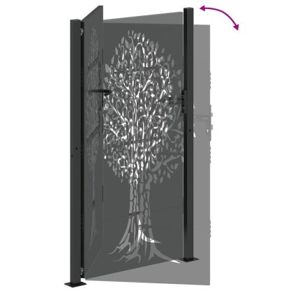 Градинска врата Черно 100 x 200 cm Прахово покритие стомана