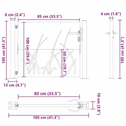 Градинска врата Черно 100 x 100 cm Прахово покритие стомана