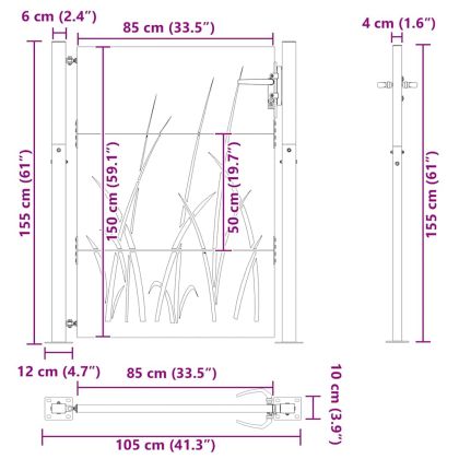 Градинска врата Черно 100 x 150 cm Прахово покритие стомана