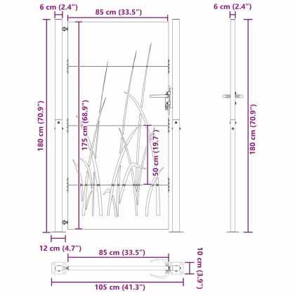 Градинска врата Черно 100 x 175 cm Прахово покритие стомана