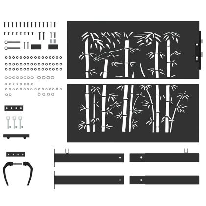 Градинска врата Черно 100 x 100 cm Прахово боядисана стомана